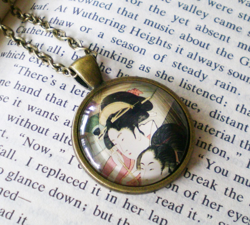 Japanese Ukiyoe Necklace, Japanese Girls, Japanese Style Pendant Necklace